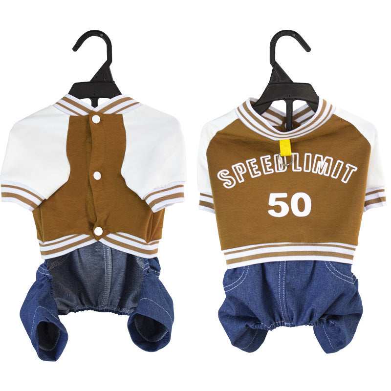"Speed ​​Limit" Dog Coat - Sweatshirt with Harness Ring and Denim