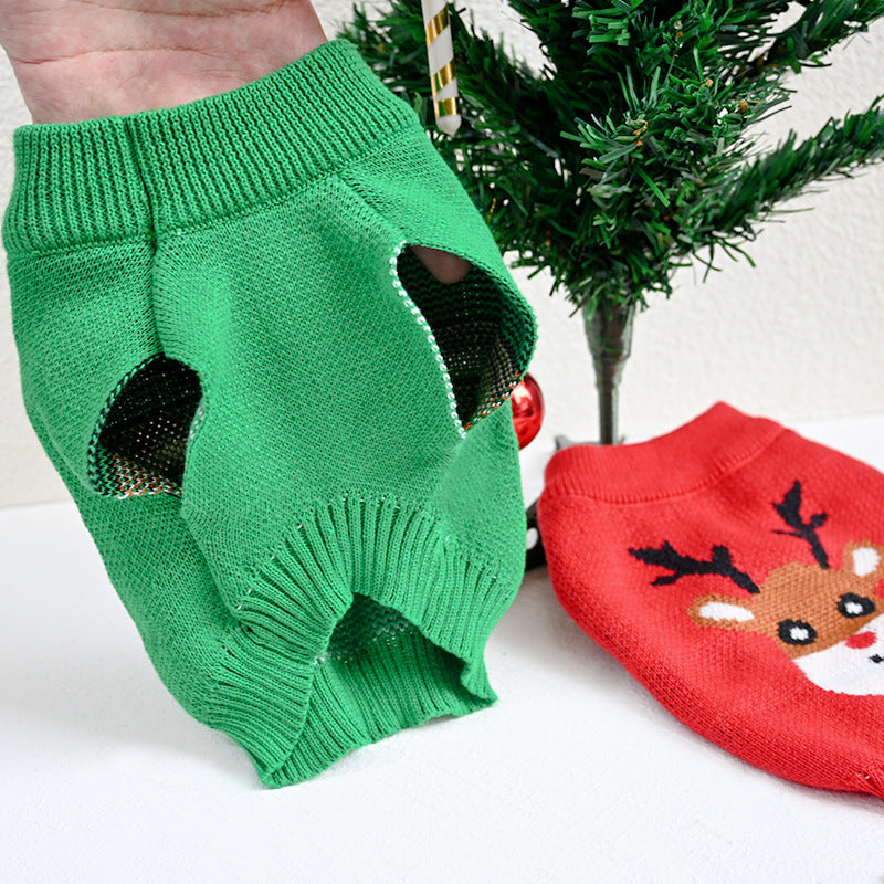 Happy Reindeer Dog Sweater - Red or Green
