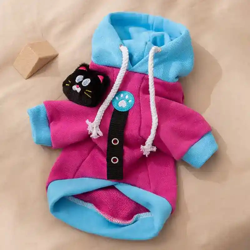 Sudadera para perros con capucha Dopamine rosa azul con gancho para correa