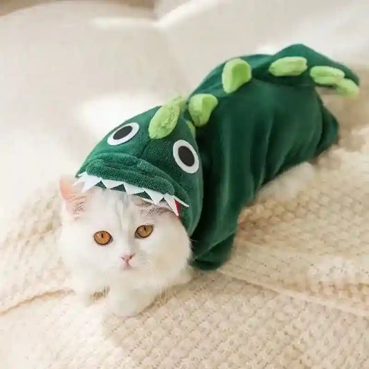 Vestitino Dinosauro per Gatti - Verde con Cappuccio by Dog Moda