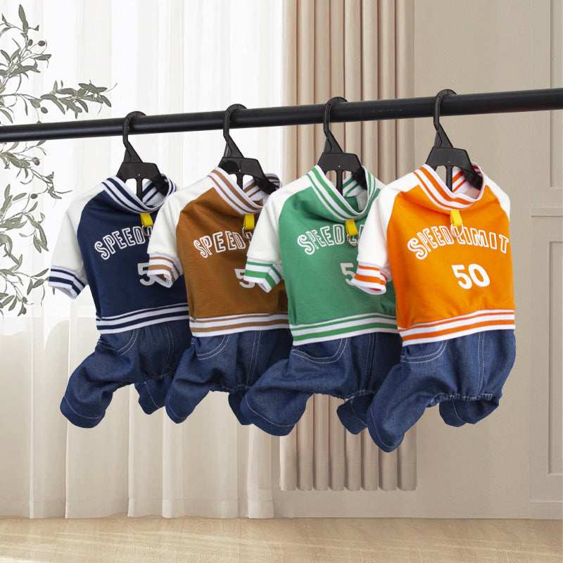 "Speed ​​Limit" Dog Coat - Sweatshirt with Harness Ring and Denim
