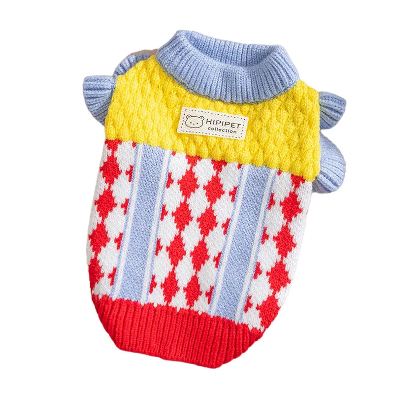 Maglione a Blocchi di Colore per Cani e Gatti - Morbido