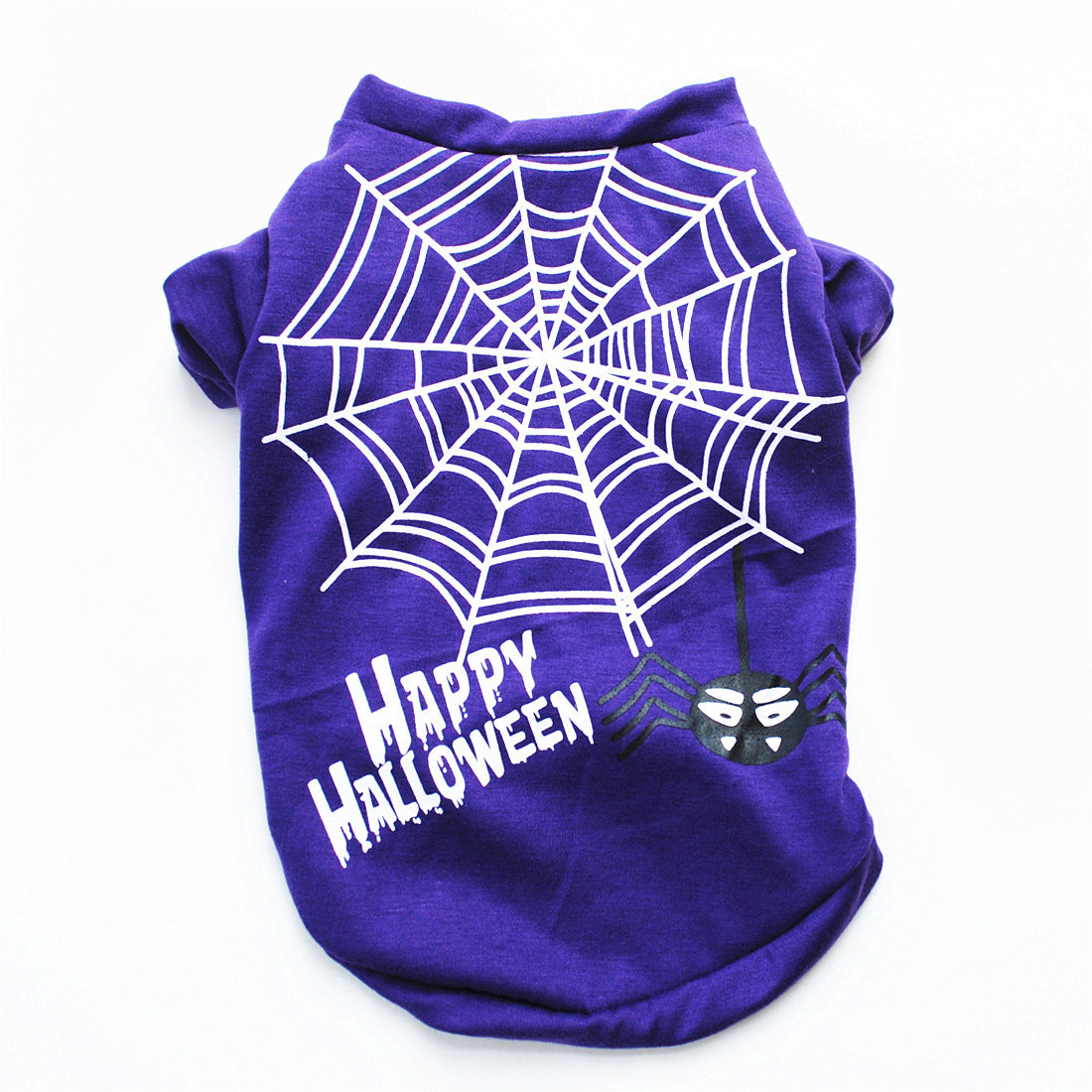 "Happy Halloween" Spider Web Dog T-Shirt