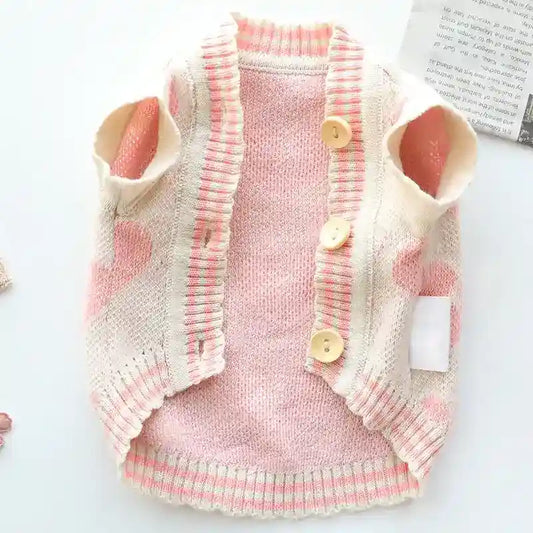 Maglioncino per Cani con Ricamo Cuoricini - Lana Morbida e Calda by Dog Moda