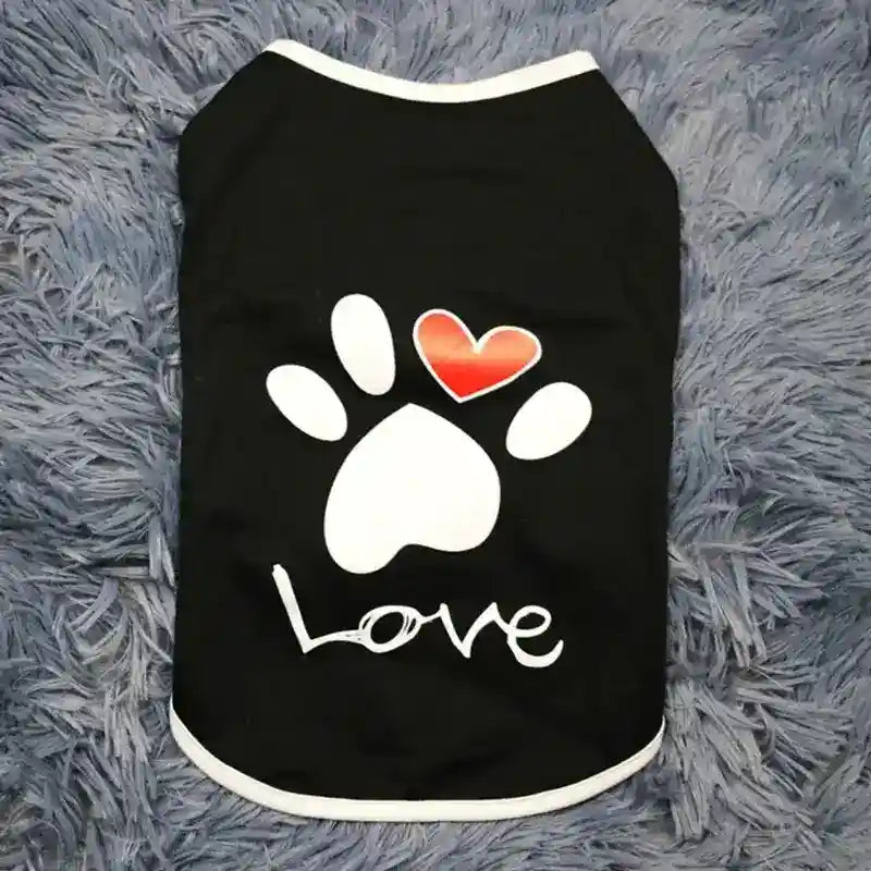Vestito Cani Smanicato Love - Stamp Zampe e Cuore in Cotone Morbido by Dog Moda