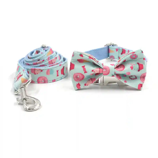 Set Collare Guinzaglio Papillon Cani - Fantasia Macaron by Dog Moda