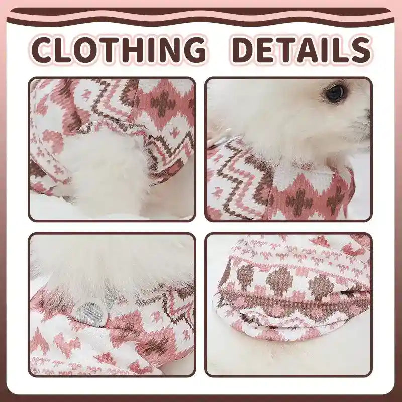 Maglione Peru per Cani con Anello Pettorina - Rosa e Beige by Dog Moda