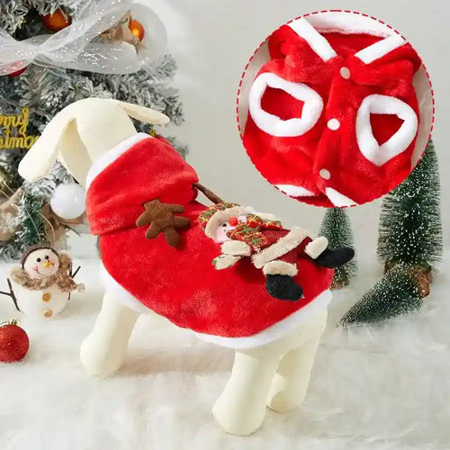 Cappotto Natale Cani Gatti - Cappuccio Stampa 3D Rosso by Dog Moda