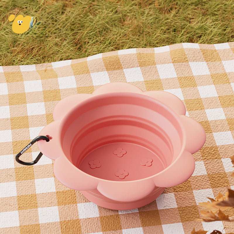Ciotola Pieghevole per Cani in Silicone con Fantasia a Margherite - Ideale per Viaggi - Dog Moda