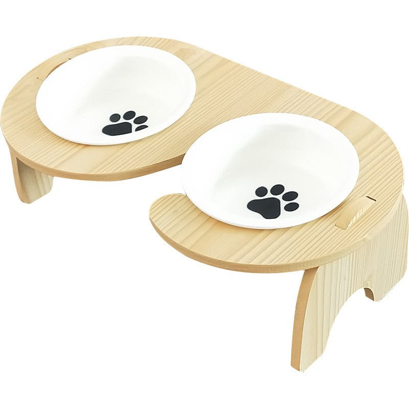 Ciotola Rialzata in Legno per Cani e Gatti - Disponibile in Versione Singola o Doppia - Dog Moda