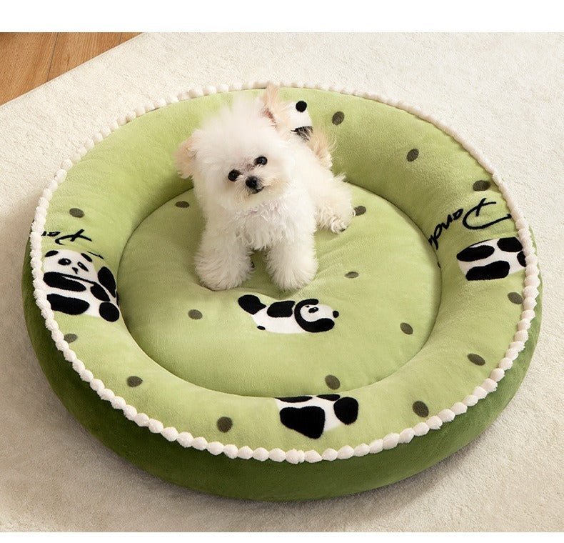 Cuccia Rotonda per Cani e Gatti con Sponda – Modelli Adorabili: Rosa Gattino e Verde Panda - Dog Moda