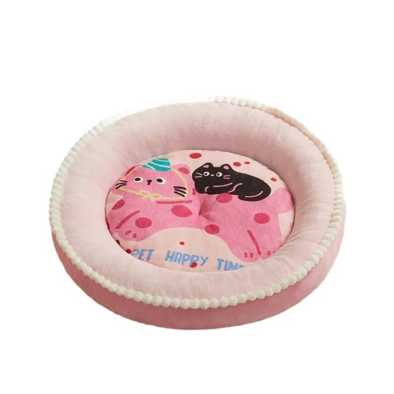 Cuccia Rotonda per Cani e Gatti con Sponda – Modelli Adorabili: Rosa Gattino e Verde Panda - Dog Moda