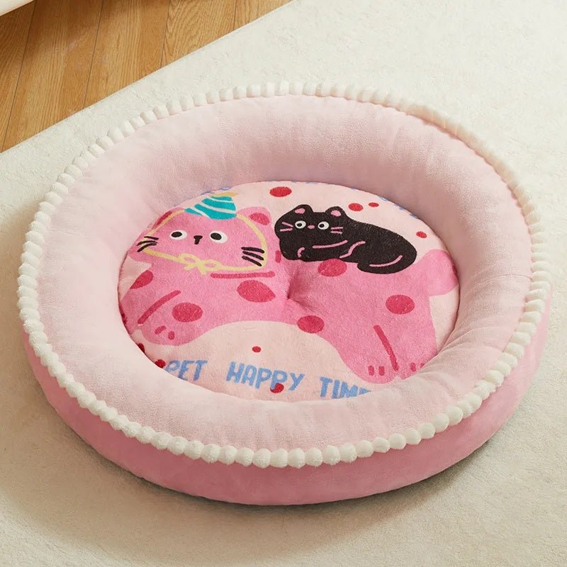 Cuccia Rotonda per Cani e Gatti con Sponda – Modelli Adorabili: Rosa Gattino e Verde Panda - Dog Moda