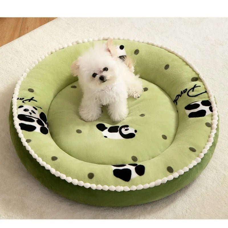 Cuccia Rotonda per Cani e Gatti con Sponda – Modelli Adorabili: Rosa Gattino e Verde Panda - Dog Moda