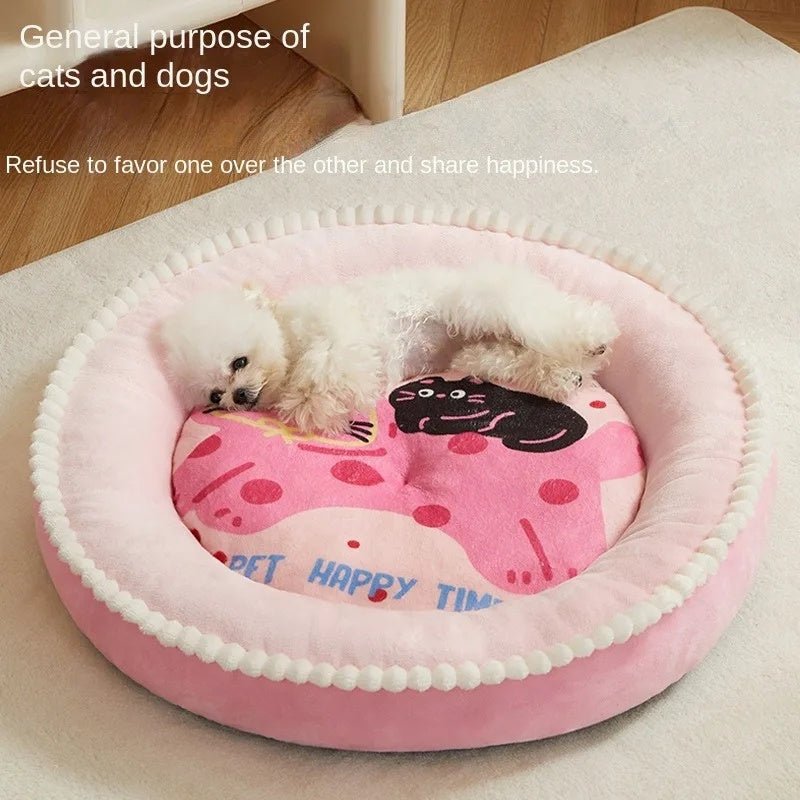 Cuccia Rotonda per Cani e Gatti con Sponda – Modelli Adorabili: Rosa Gattino e Verde Panda - Dog Moda