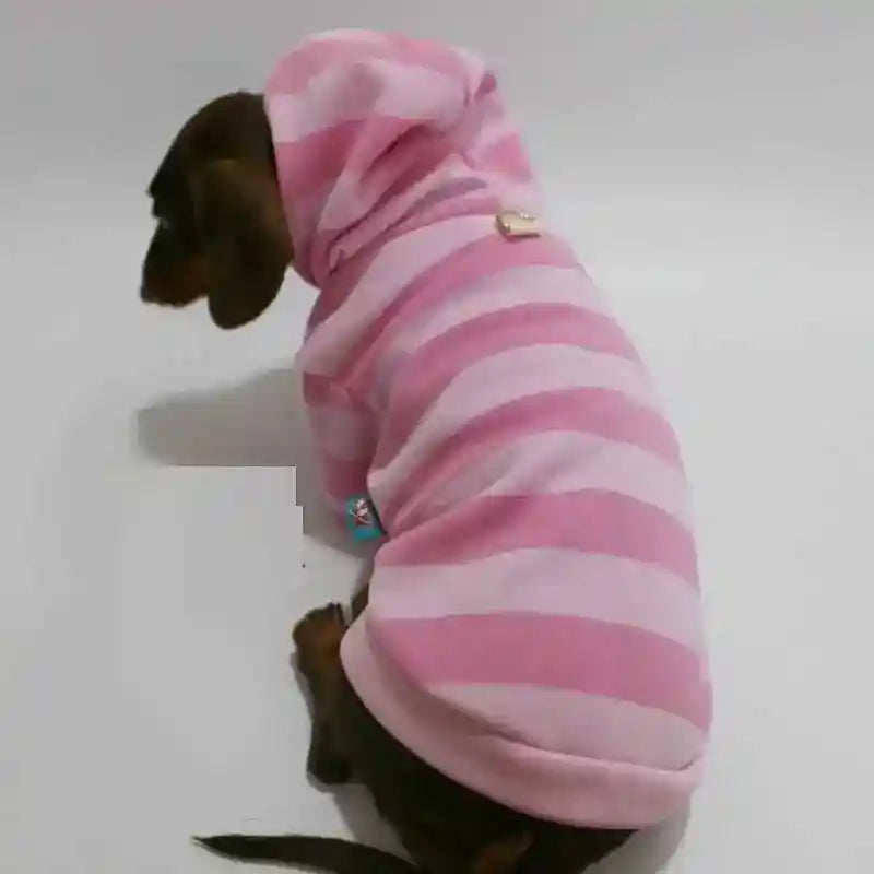Felpa Bassotto in Pile Rosa - Con Cappuccio e Pettorina by Dog Moda