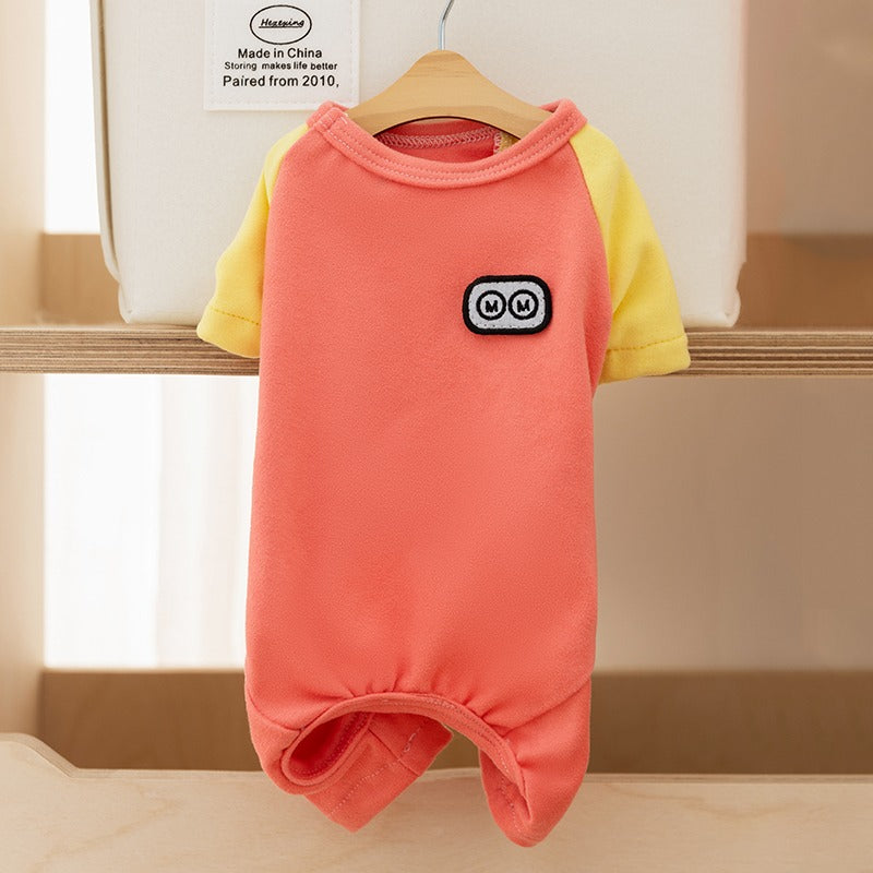 Tutina Fleece per Cani con Patch Cartoon - Pigiama Morbido