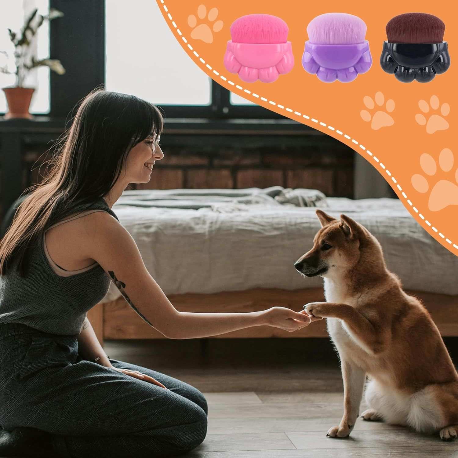 Pennelli per Balsamo per Zampe di Cane - Set da 3 Pezzi con Design a Zampa - Dog Moda