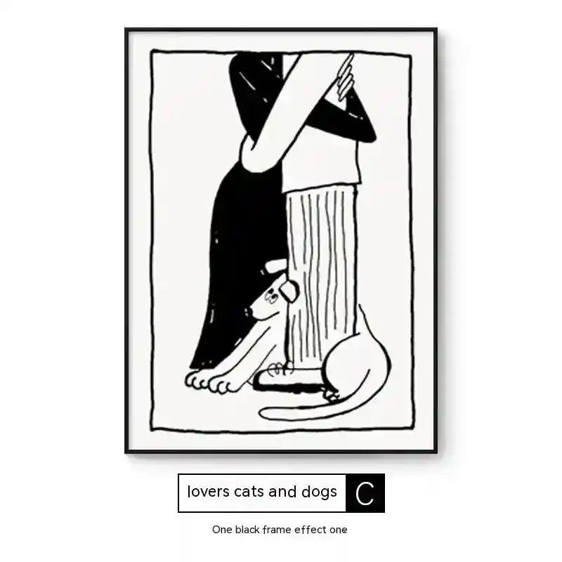 Quadro Astratto Persone con Cane - Stampa Decorativa Moderna by Dog Moda