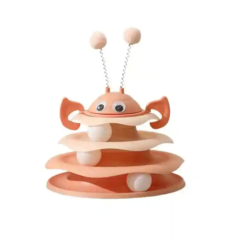 猫用3段遊びタワー - 回転するボールとミツバチ