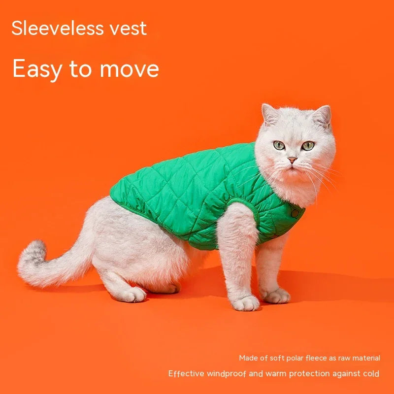 Gilet Pile Gatti Cani - Caldo Smanicato Azzurro Verde