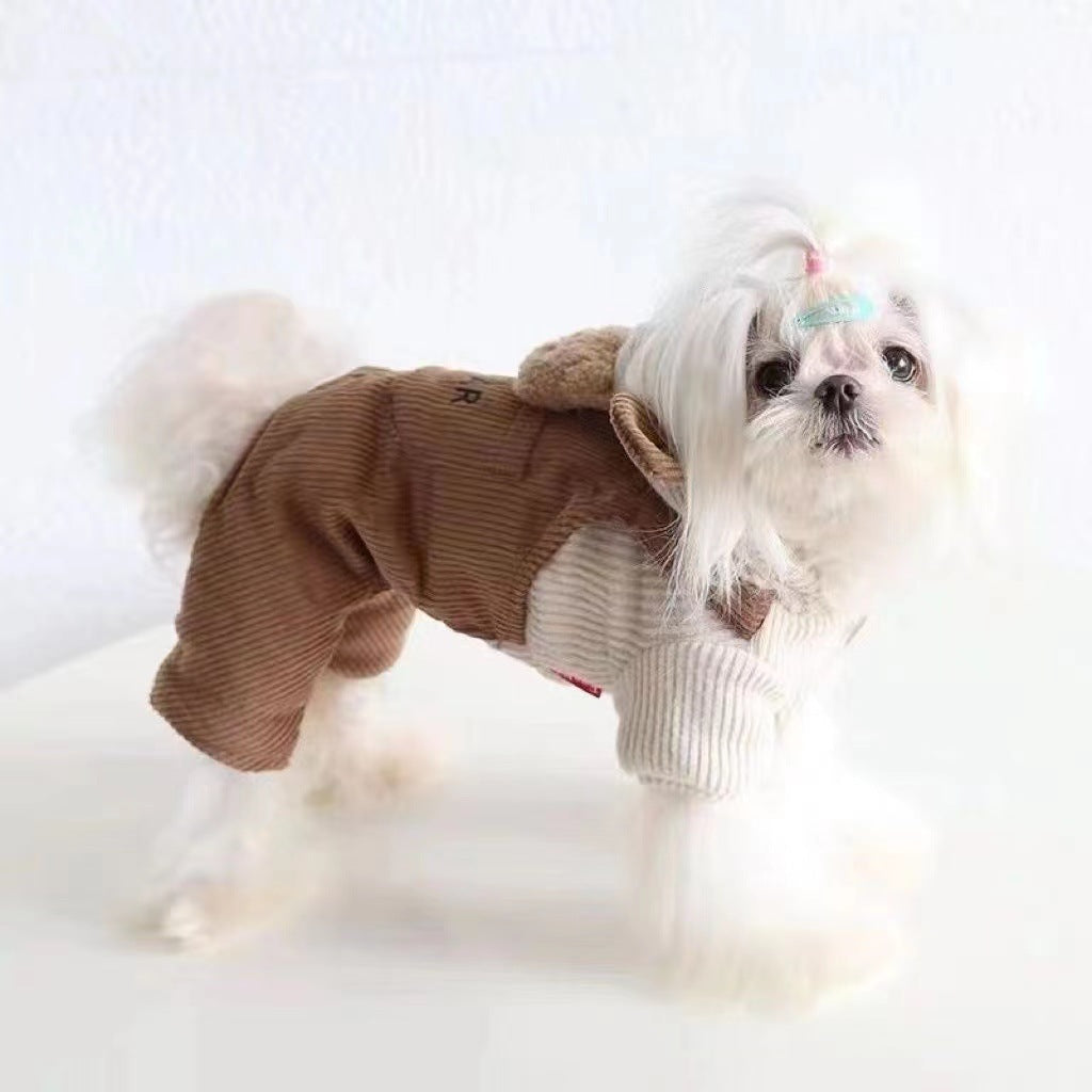 Hundeoverall "Bär" - Warmer Fleece mit Kapuze und Teddybär