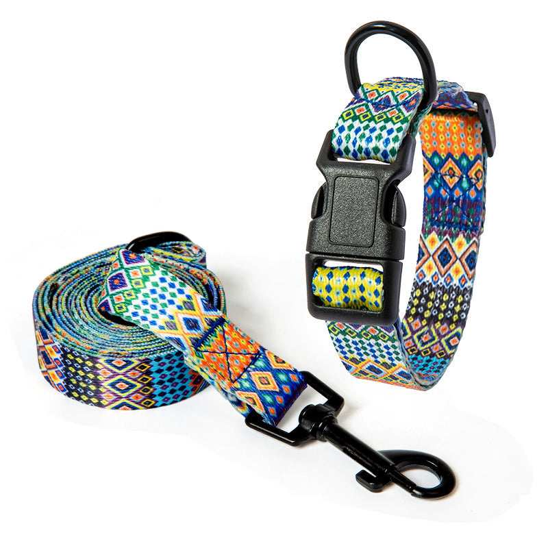 Dog Collar and Leash Set - "Bohemian" Model