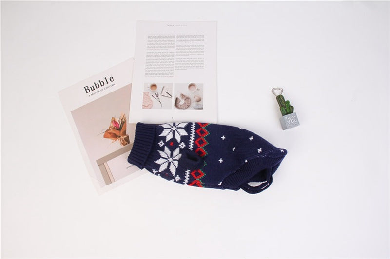 Blue Snowflake Winter Sweater for Poodles and Other Breeds