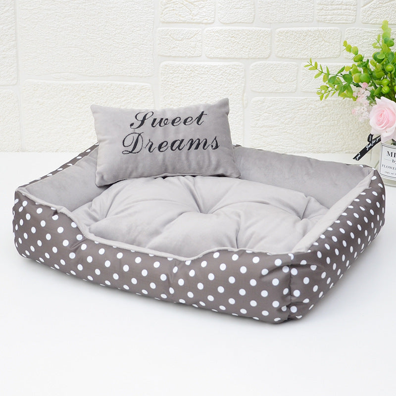 Cuccia per Cani "Sweet Dreams" con Cuscino Double Face e Fantasia Pois