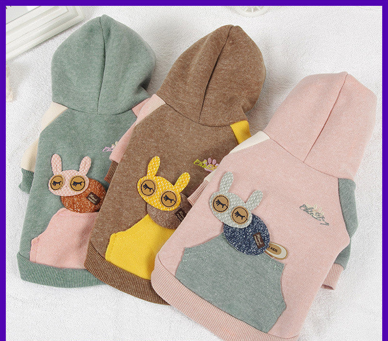 Dog Cat Fleece Sweater - 3D Kitten Hood with Buttons