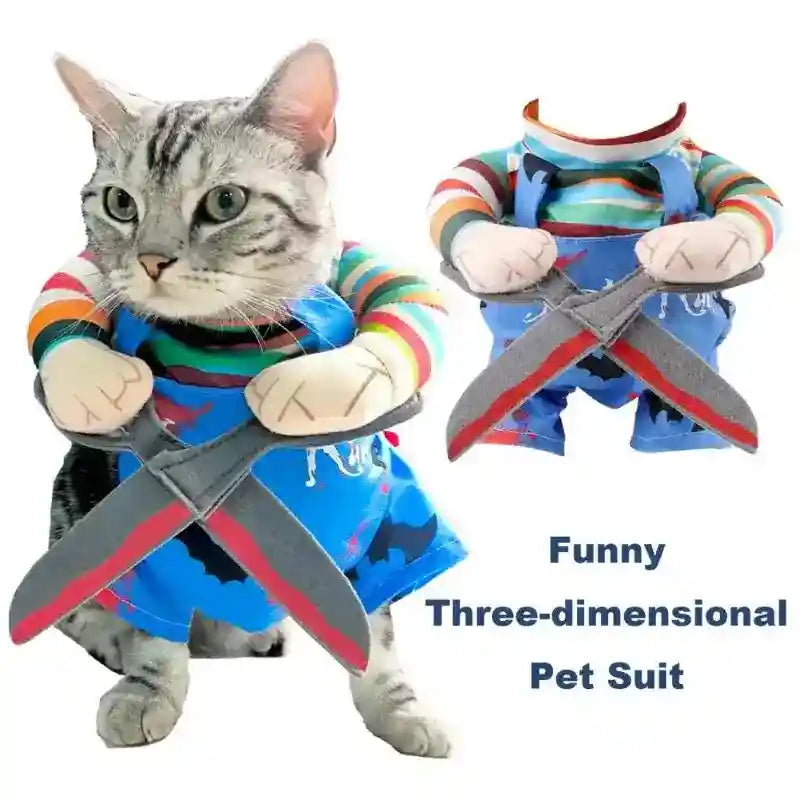 Costume Chucky per Cani e Gatti - Halloween Spaventoso by null