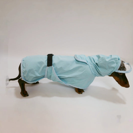 Yumi Dachshund Raincoat with Hood and Transparent Visor