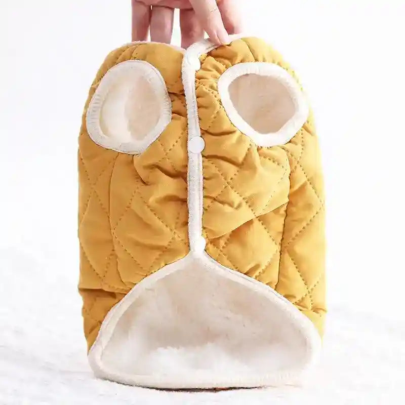 Abrigo Acolchado para Perros Sin Mangas - Amarillo Verde Cálido