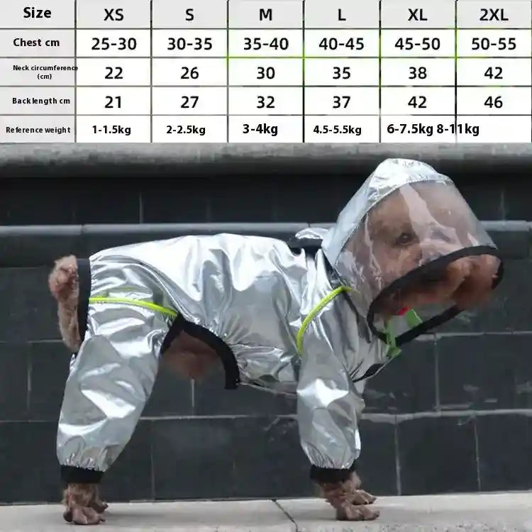 Impermeabile per Cani Argentato con Visiera | Pioggia 4 Zampe by Dog Moda