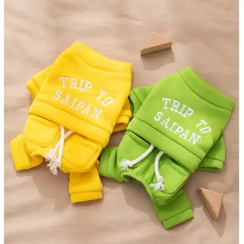 Puppy Clothes, Four-legged Warm Hoodie For Autumn And Winter, Thin Fleece Teddy Bear Cat Pet Clothes For Small And Medium-sized Dogs by Dog Moda