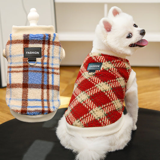 Cappotto Cane Pile Anello Pettorina Pied de Poule by Dog Moda
