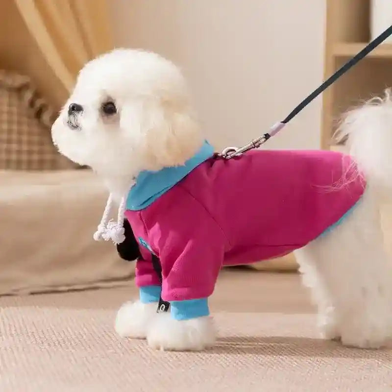 Sudadera para perros con capucha Dopamine rosa azul con gancho para correa