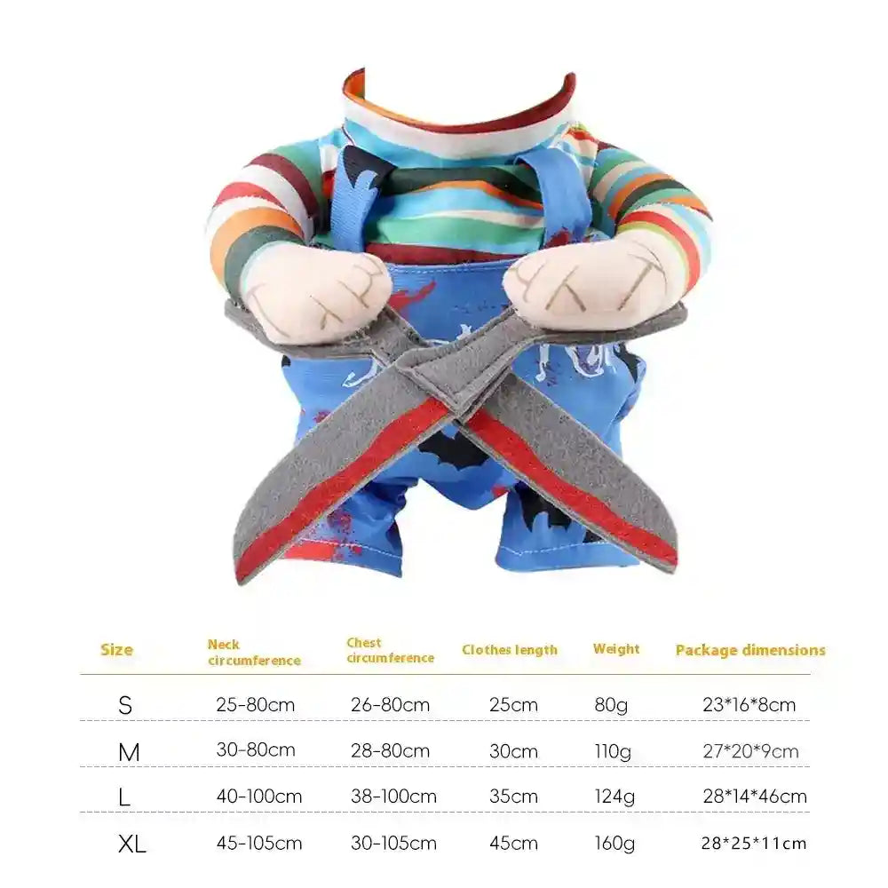Costume Chucky per Cani e Gatti - Halloween Spaventoso by null