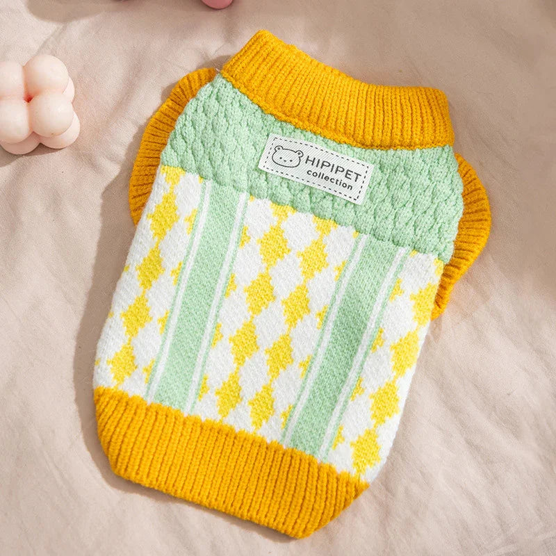 Maglione a Blocchi di Colore per Cani e Gatti - Morbido