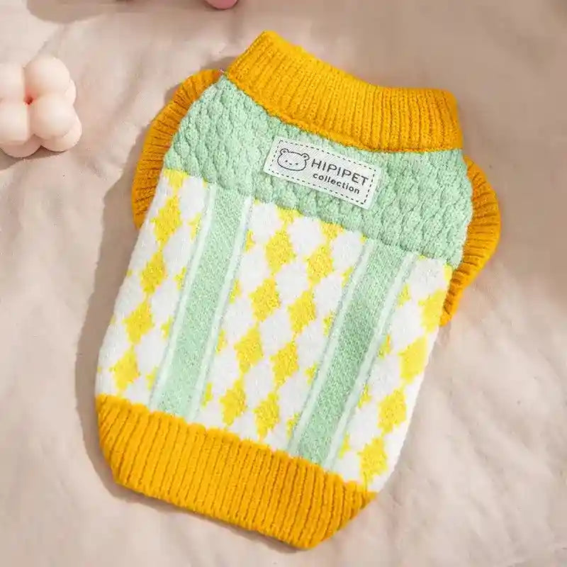 Maglione a Blocchi di Colore per Cani e Gatti - Morbido