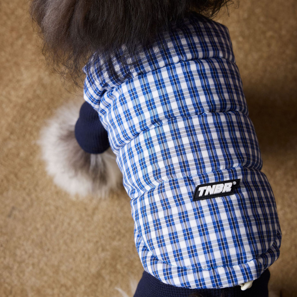 Piumino TNbr per Cani Smanicato - Quadretti Blu e Bianchi