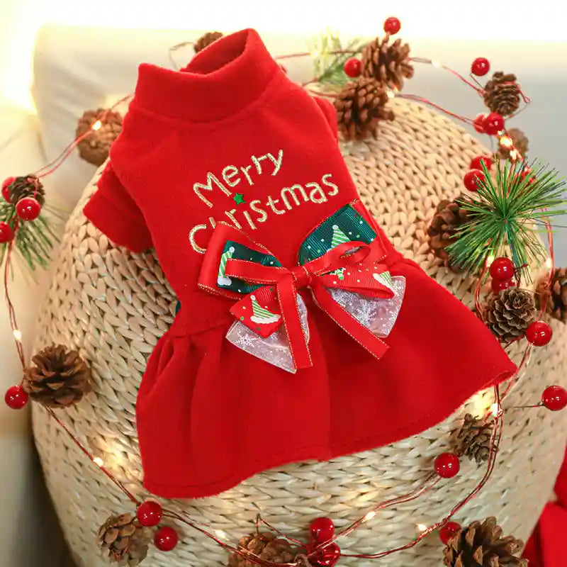 Vestitino Natale Cani Pile Rosso Merry Christmas Renna by Dog Moda