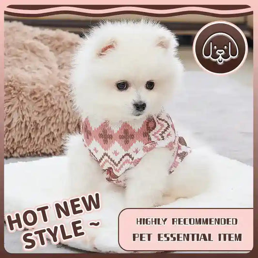 Maglione Peru per Cani con Anello Pettorina - Rosa e Beige by Dog Moda
