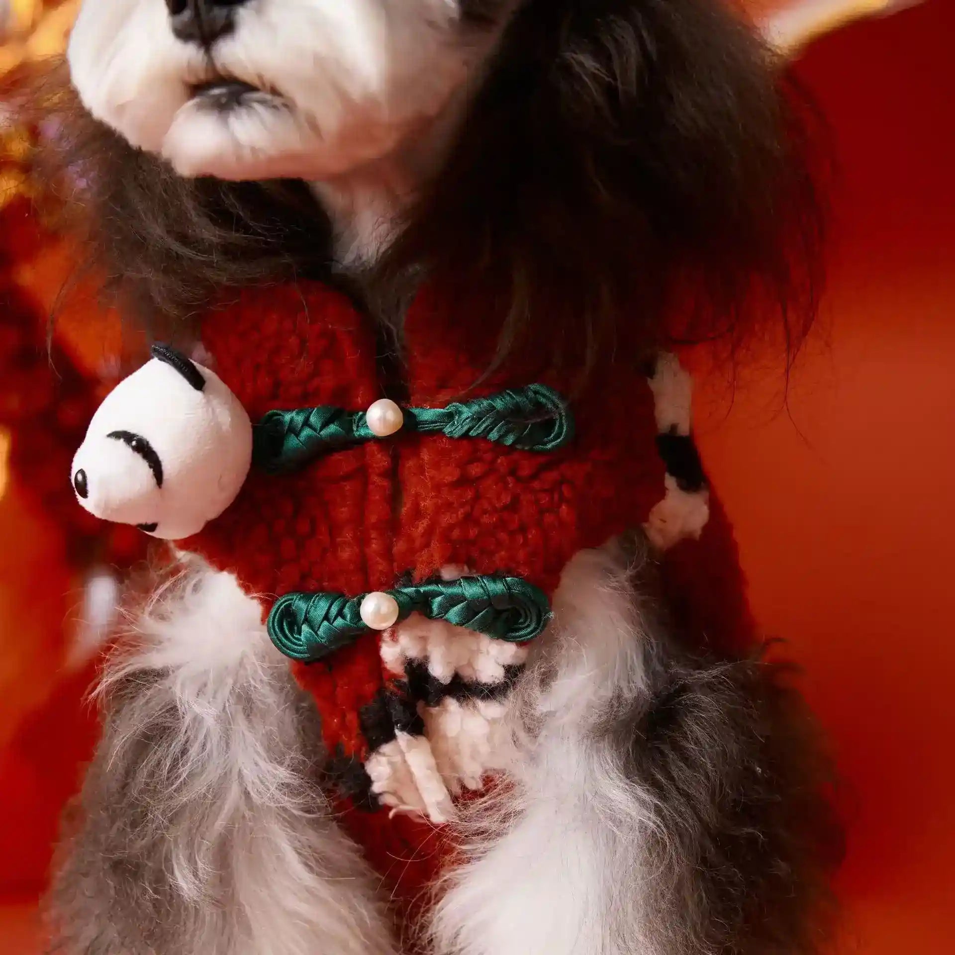 Abrigo de forro polar rojo Panda para perros - Botones en el lomo XS-XXL