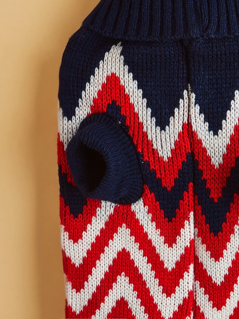 Christmas Dog Sweater with Reindeer Embroidered, Warm and Cozy 