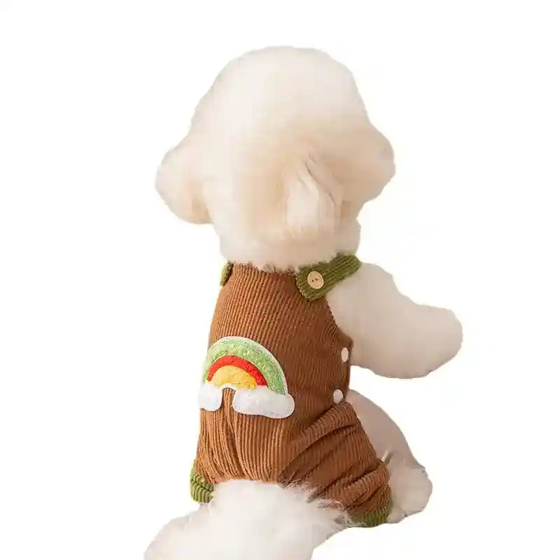 Salopette Arcobaleno Velluto Cani con Bretelle 4 Zampe by Dog Moda