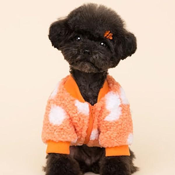 Fleece Coat for Dogs "Pomeranian" Polka Dot Pattern with Abdomen Zip