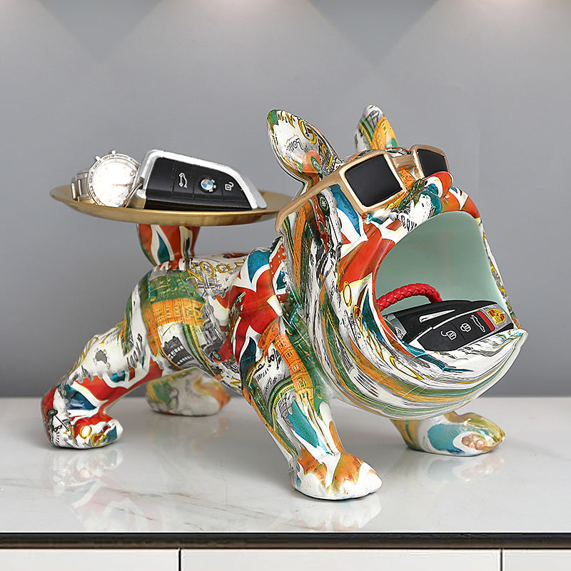 Portagioie Bulldog Bianco con Bocca Aperta – Design Moderno 29cm