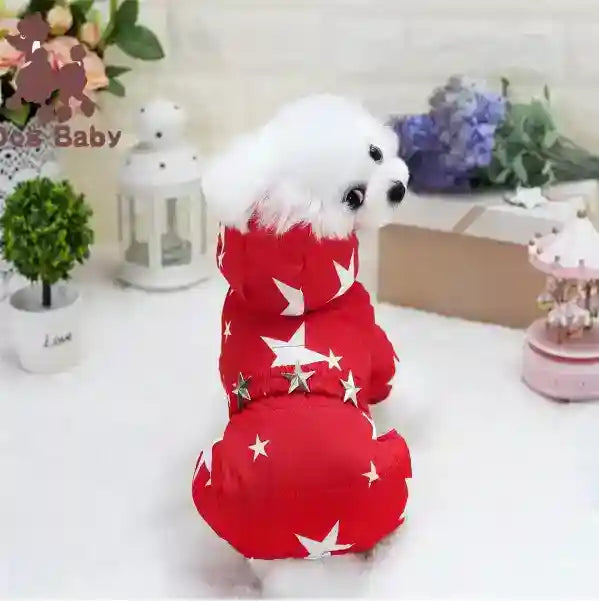 Ropa para perros mascota Ropa para caniche Otoño e invierno Ropa acolchada de algodón grueso con estrellas y cuatro patas
