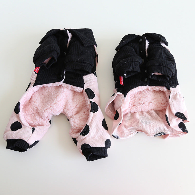 Abrigo para Perros de Pile Rosa con Lunares - Peto o Falda